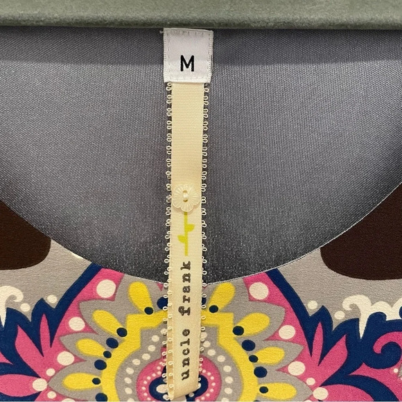 Anthropologie Uncle Frank disco 70s mandala print bell sleeve shift dress medium - Picture 5 of 12